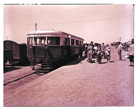 Swakopmund district, South-West Africa, 1952. Railcar RM10 on its way to Walvis Bay.