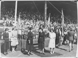 Cape Town, 23 April 1947. Princess Elizabeth at the Girl Guide rally in Rosebank.