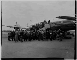 Johannesburg, October 1959. Departure of chartered SAA Douglas DC-7B from Jan Smuts airport.