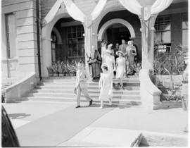 Pietermaritzburg, 18 March 1947. Royal family mayor in full length gown, Prime Minister JC Smuts ...