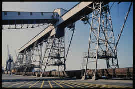 Durban, 1986. Loading facility of grain elevator in Durban Harbour.