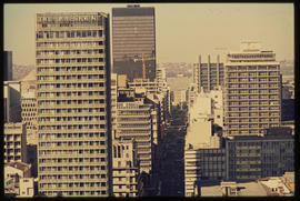 Johannesburg. View of city centre. The tall buildings on the left are the President Hotel and Tru...