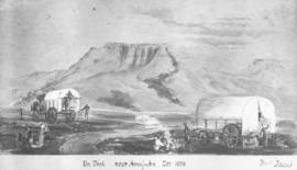 Volksrust district, 1878. On trek near Majuba. (Copy from old print by Mrs Roberts)
