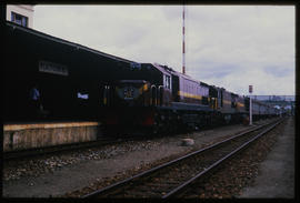 East London, March 1986. SAR Class 35-200 with Amatola passenger train entering railway station. ...