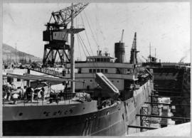 Cape Town, 25 February 1947. The 'Erica' in the Sturrock graving dock, Table Bay Harbour.