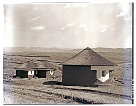 Transkei, 1951. Decorated huts.