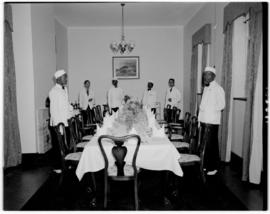 Royal Natal National Park, Drakensberg, 14 to 16 March 1947. Dining room staff.