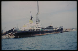 Durban, 1984. Dredger 'Ribbok' in Durban Harbour.