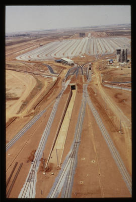 Bapsfontein, October 1981. Aerial view of Sentrarand marshalling yard. [T Robberts]