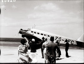 Johannesburg, 1935. Rand airport. SAA Junkers Ju-52 ZS-AFC 'Simon van der Stel', spectators wavin...