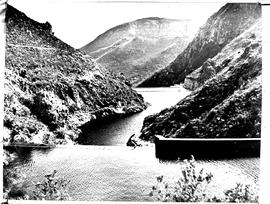 Hermanus district, 1948. Low level weir in mountain stream.