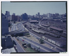 Johannesburg, 1969. Braamfontein railway yard, looking east.