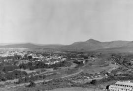 Cradock, 1963. General view over town with railway station.