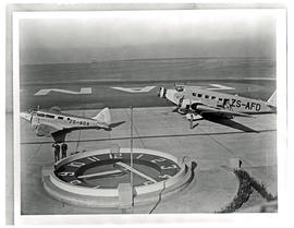 Johannesburg, 1936. Rand airport. SAA Junkers Ju-52 ZS-AFD 'Sir Benjamin d'Urban' and SAA Airspee...