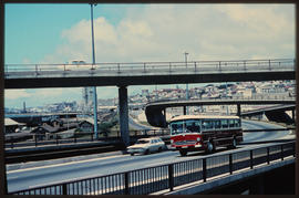 Port Elizabeth, 1968. SAR Mercedes Benz tour bus at freeway interchange. SAS Toeristediens. SAR T...