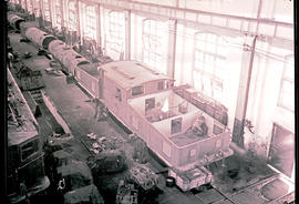 Pietermaritzburg, 1938. SAR Class ES1 being built in electrical locomotive erection shed.