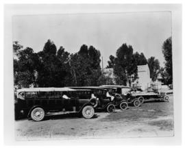 
SAR Road Motor Transport. Car, bus and truck. L to R: unknown, then three Ford Model T and an Al...