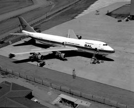 Johannesburg, circa 1979. Jan Smuts Airport. Aerial view. SAA Boeing 747 ZS-SAR 'Waterberg'. Combi.