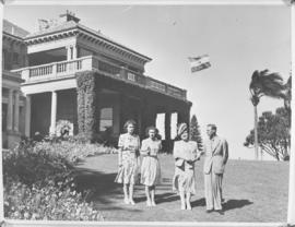 Durban, 20 March 1947. Royal family on the lawn in front of King's House.