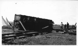 August 1914 to July 1915. Construction of the Prieska - Karasburg railway line. Derailed struck c...