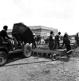 Johannesburg, circa 1979. Jan Smuts Airport. Runway construction.