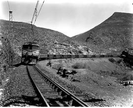 De Doorns district, 1966. SAR Class 4E on goods train in the Hex River pass.