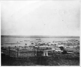 Lourenco Marques, Mozambique. Harbour with castle in foreground.