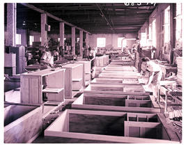 "Bethlehem, 1960. Interior of furniture factory."