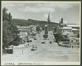Grahamstown, 1951. Looking down street to church.