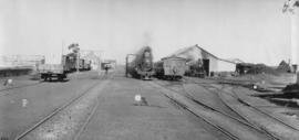 Cookhouse, 1895. Cape 7th Class later SAR Class 7 on the left and Cape 5th Class, later SAR 05 on...