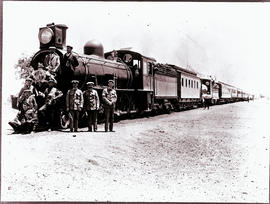 Palapye Road, Bechuanaland, 1910. Royal Tour train of the Duke of Connaught hauled by RR Class 8 ...