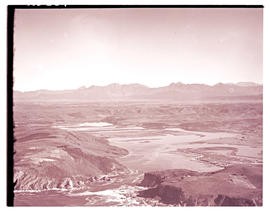"Knysna, 1935. Aerial view over the Heads and town in the distance."