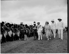 Swaziland, 25 March 1947. Royal family inspect the guard of honour.