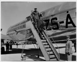 May 1946. Trip to Cape Town with SAA Douglas DC-4 ZS-AUA 'Tafelberg', Minister Sturrock disembark...