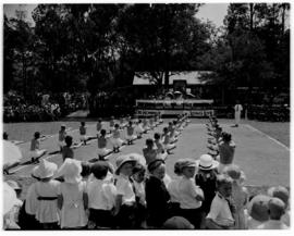 Vryheid, 24 March 1947. Cadets / school boys doing synchronised exercises in sports field.