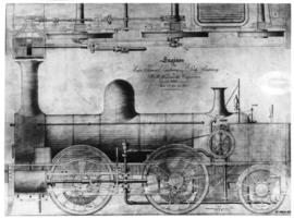 
Drawing of locomotive for the Cape Town Railway and Dock Company No 1-8 built by R & W Hawth...