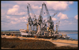 Richards Bay, 1978. Harbour cranes in new Richards Bay Harbour. [Willem van der Walt]