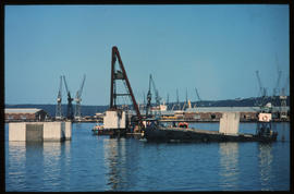 Durban, October 1972. Placing prefacricated concrete elements for new No 2 pier in Durban Harbour...