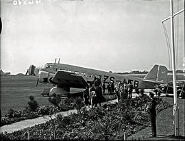 Durban, 1936.Stamford Hill Airport. Junkers Ju-52 ZS-AFB 'Lord Charles Somerset', passengers dise...