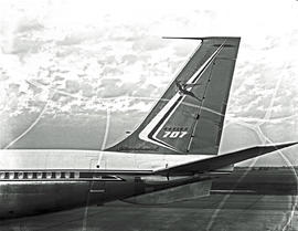 Cape Town, 1960. DF Malan airport. SAA Boeing 707 ZS-CKC 'Kaapstad' tail.