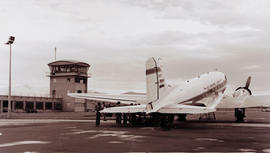 Windhoek, Namibia, 1961. JG Strijdom airport. SAA Douglas DC-3 ZS-BXF.