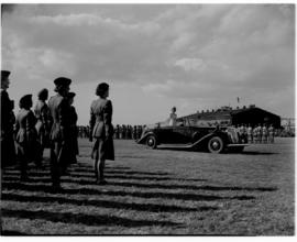 Cape Town, 21 April 1947. Princess Elizabeth inspects the troops from the Royal Daimler at Youngs...