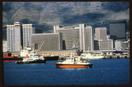 Cape Town, 1990. SAR tug and pilot boat in Table Bay Harbour.