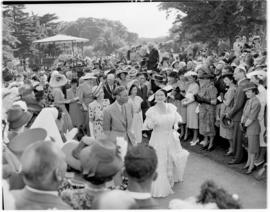 Port Elizabeth, 26 February 1947. Royal family walking amongst crowd.