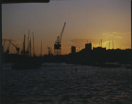 Port Elizabeth, 1986. Sunset over Port Elizabeth Harbour. [T Robberts]