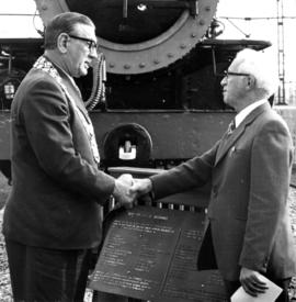 Springs, 15 January 1974. Unveiling of SAR Class 10 No 744 as national monument at railway station.
