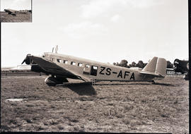"Johannesburg, 1934. Rand airport. SAA Junkers Ju-52 ZS-AFA 'Jan van Riebeeck'."