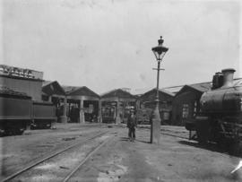 Pretoria, between 1901 and 1908. Locomotive sheds with fire damage.