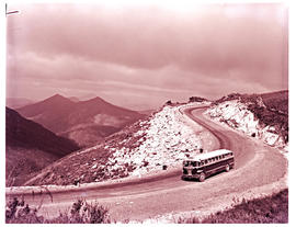 Oudtshoorn district, 1961. SAR Canadian Brill motor coach bus No MT6007 in Robinson pass.