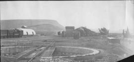 Noupoort, 1895. Locomotive turntable in foreground with station buildings in the distance. [EH Sh...